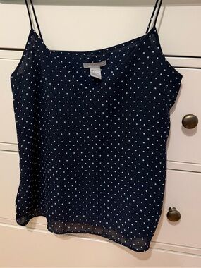 H&M Navy Blue Polka Dot Spaghetti Strap Camisole